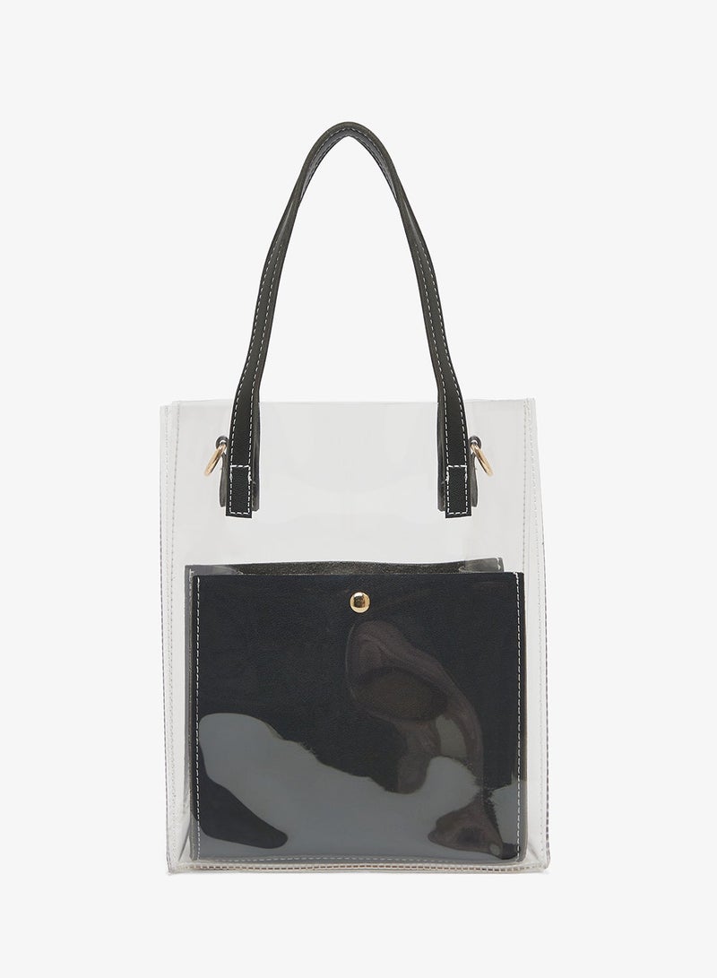 GLAMOROUS Top Handle Contrast Trim Tote Bag - Image 2