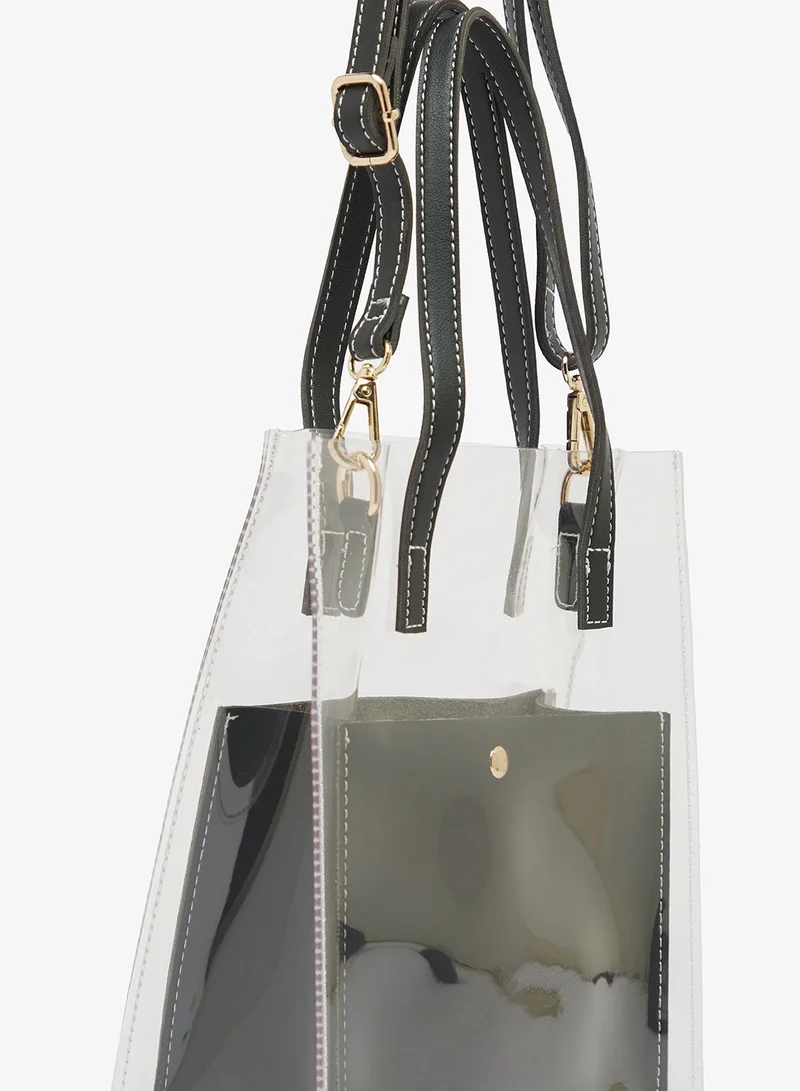 Glamorous Black Top Handle Contrast Trim Tote Bag for Women | Best Price UAE