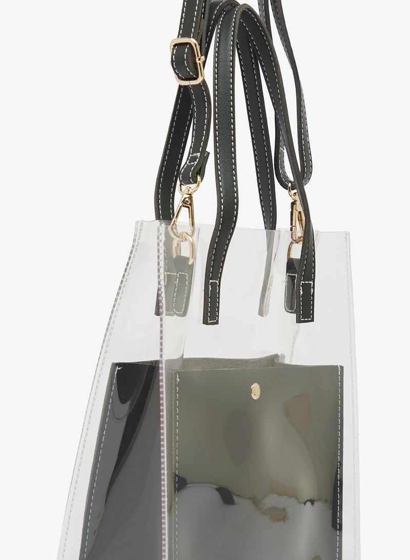 GLAMOROUS Top Handle Contrast Trim Tote Bag - Image 5