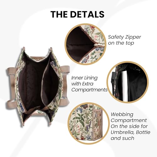 Signare حقيبة تسوق مزخرفة من سينغار بنمط زهور الحديقة (SHOP-MGD) - Image 4
