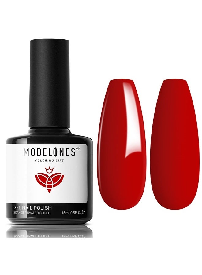 modelones Gel Nail Polish, 1Pcs 15ml Red Color Gel Polish Soak Off LED Nail Polish Gel Nail Lamp Needed Nail Art Design Decoration Manicure Salon DIY at Home Holiday Gift - Image 1
