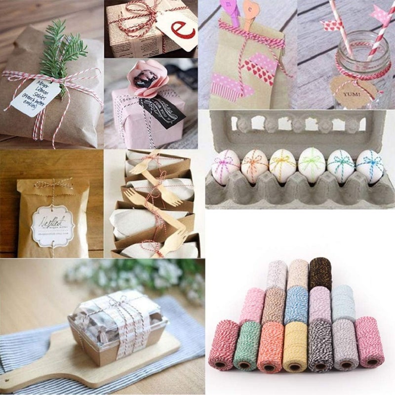 klarako Colored Bakers Twine 100 Metres Wedding Party Crafts String Ribbon 100% Cotton 15 Colors  Red - Image 3