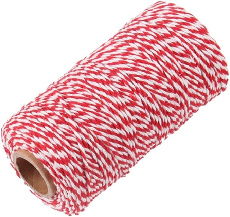 klarako Colored Bakers Twine 100 Metres Wedding Party Crafts String Ribbon 100% Cotton 15 Colors  Red - Image 1
