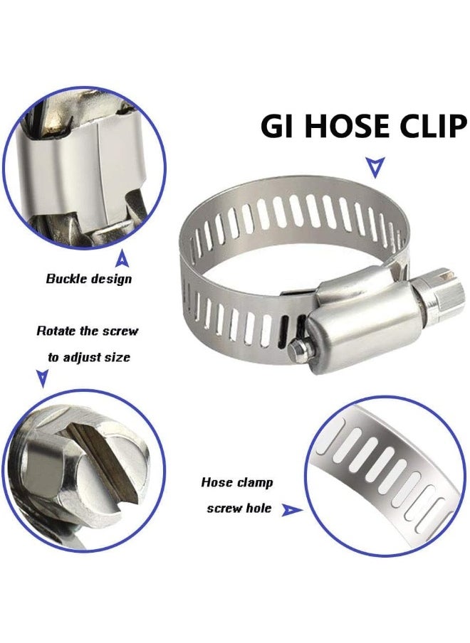 Poaker 4Pcs Gi Hose Clips - Adjustable Worm Drive Pipe Clamps For Securing Hose Connections In Gas Lines, Water Pipes, Industrial Hoses, Oil Pipes, And More (25Mm To 35Mm)  - Image 3