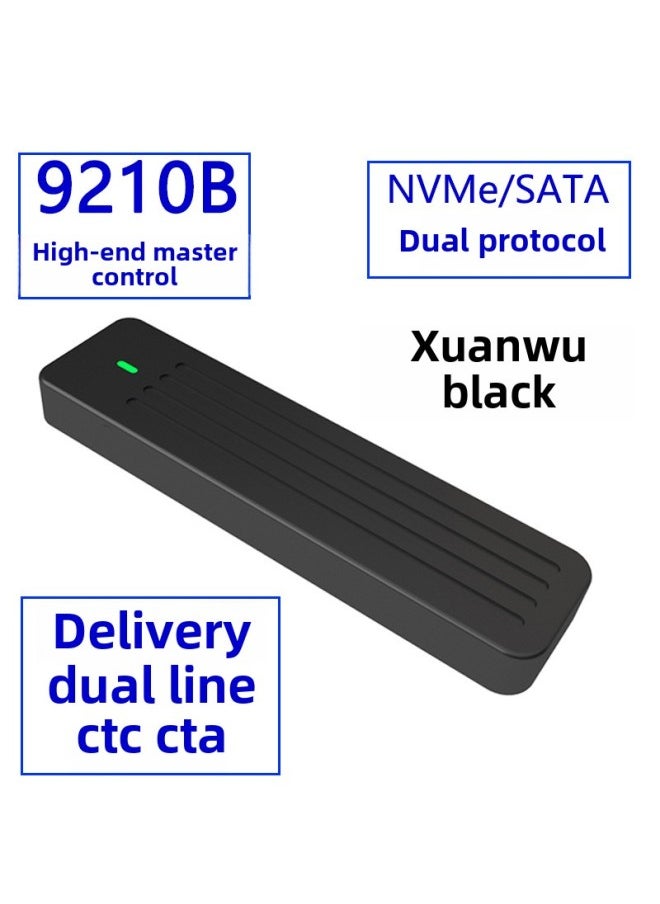 Generic Type-c3.1 Aluminum Alloy Mobile Solid State Drive Heat Dissipation Fast High-speed Transmission Dual Protocol 10G Hard Disk Box Tool-Color:Black  - Image 1