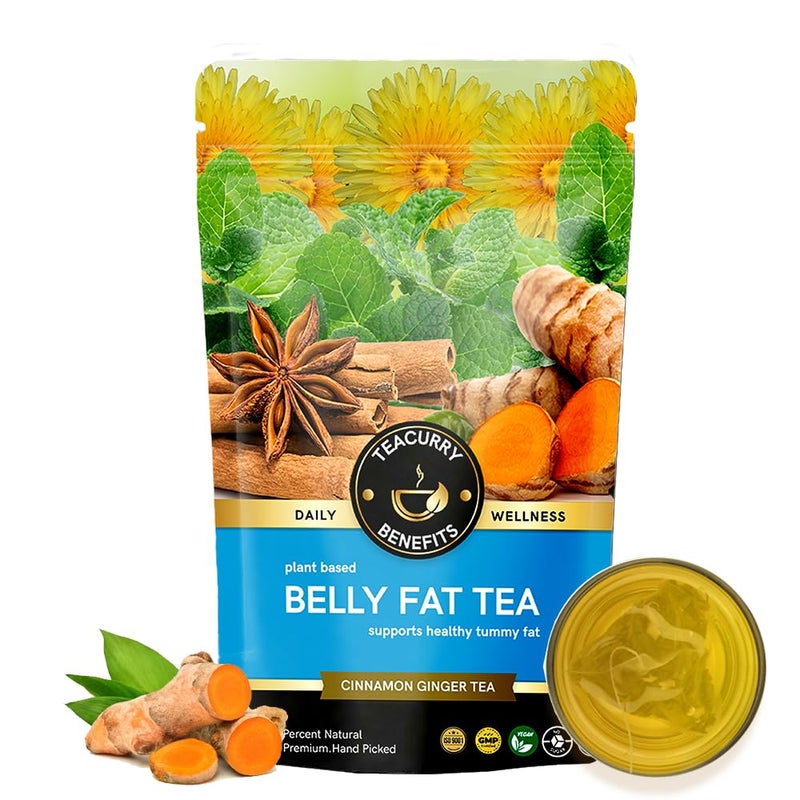 TEACURRY Belly Fat Tea (100 Gram Loose with Herbs) - Caffeine-Free Flatter Tummy, Helps with Belly Fat | 100% Natural - Image 1