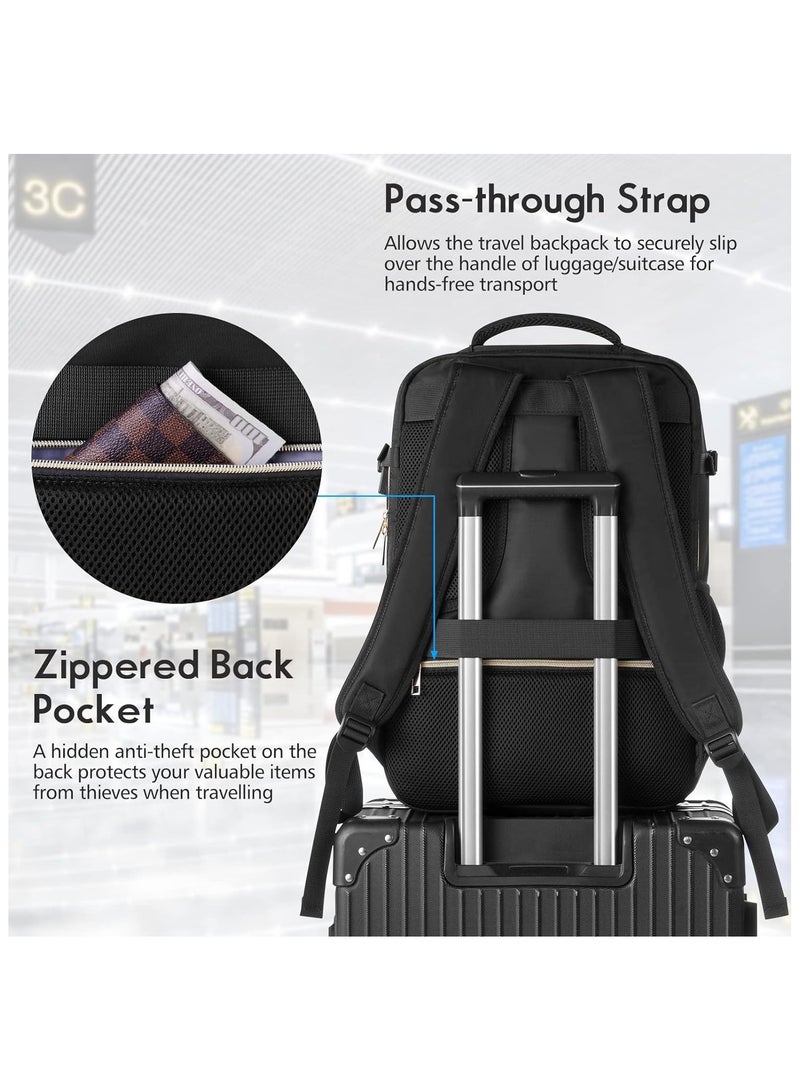 AROAQ Large Travel Backpack Women, Flight Approved Carry On Backpack, Water Resistant Anti-Theft Large Casual Daypack Fit 17 Inch Laptop with USB Charging Port  - Image 4