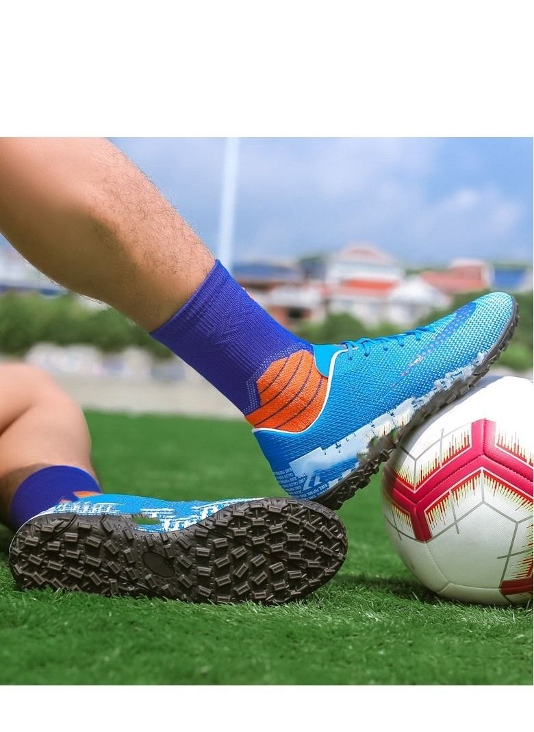 Loquat - Football Shoes Men's Teenager Training TF Broken Nails Primary School Sports Shoes Blue - Image 1