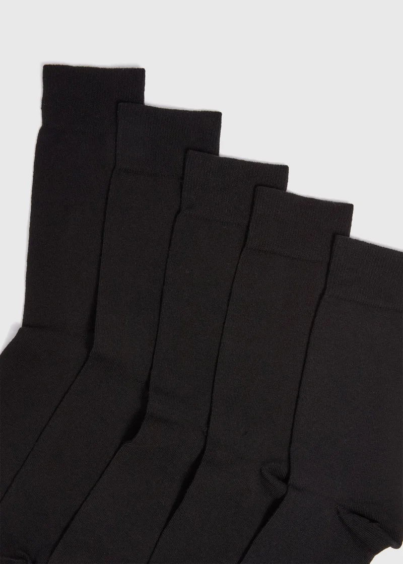 Matalan 5 Pack Black Plain Socks