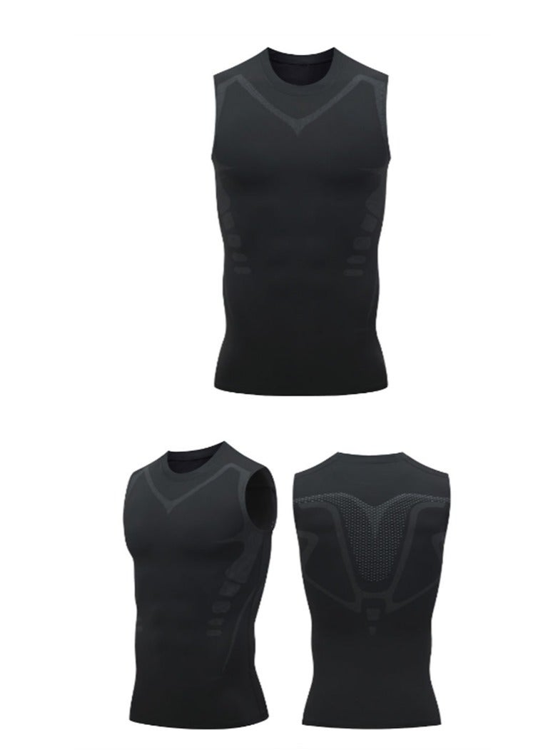 Men's Tight Fitting Tank Tops，Gym T-shirt Muscle Tank Top，Quick Dry Workout Vest，Gym Tee Fitness Bodybuilding Undercoat，Loose Comfortable and Breathable(Black) - Image 2