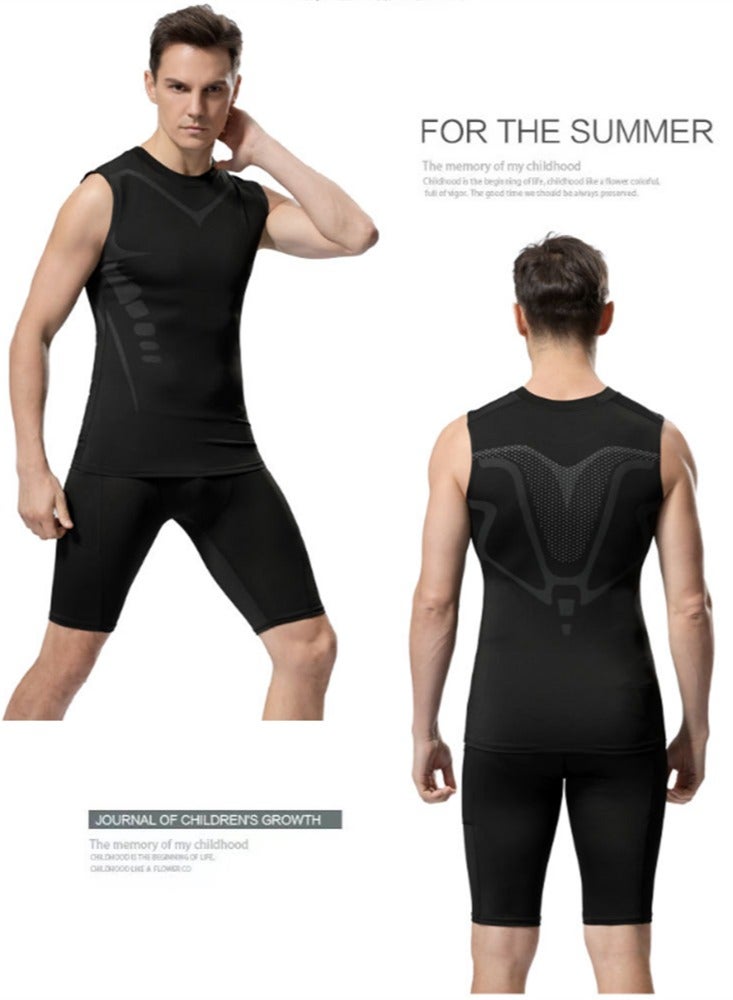 Men's Tight Fitting Tank Tops，Gym T-shirt Muscle Tank Top，Quick Dry Workout Vest，Gym Tee Fitness Bodybuilding Undercoat，Loose Comfortable and Breathable(Black) - Image 4
