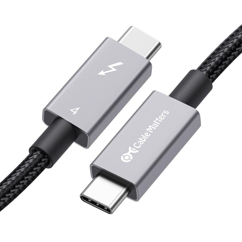 Cable Matters Intel Certified Braided 40Gbps Thunderbolt 4 Cable 16ft Black with 240W Charging Power Delivery and 8K Video Fully Compatible with Thunderbolt 3 USB 4 for Apple MacBook Pro iMac - Image 2