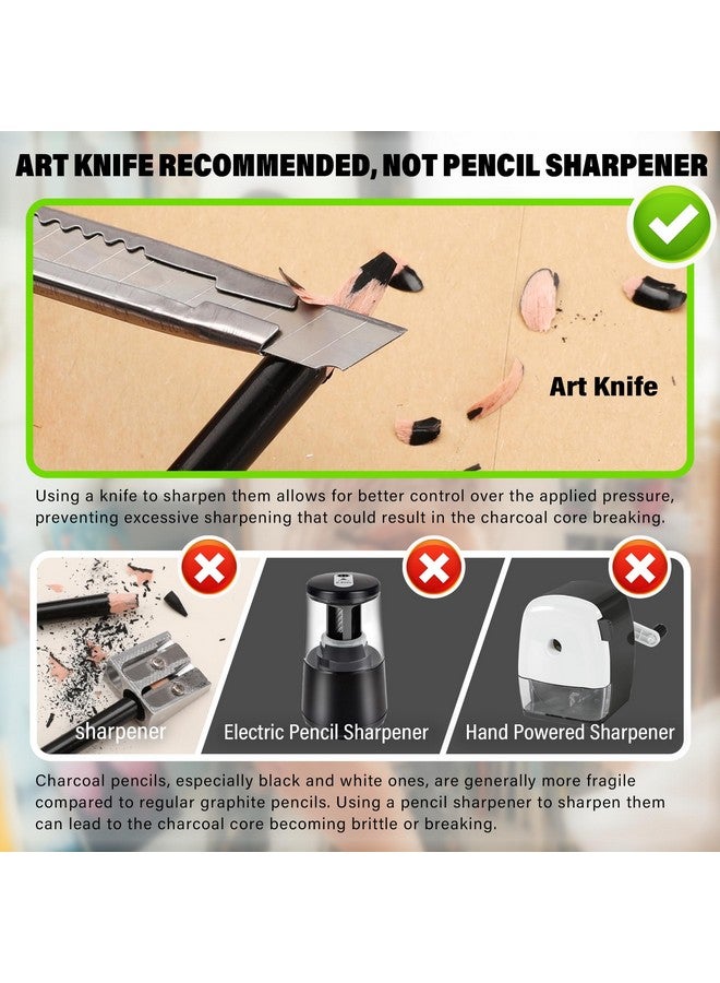 KALOUR Professional Charcoal Pencils Drawing Set 12 Pieces Soft Medium And Hard Charcoal Pencils For Drawing Sketching Shading Artist Pencils For Beginners & Artists - Image 4