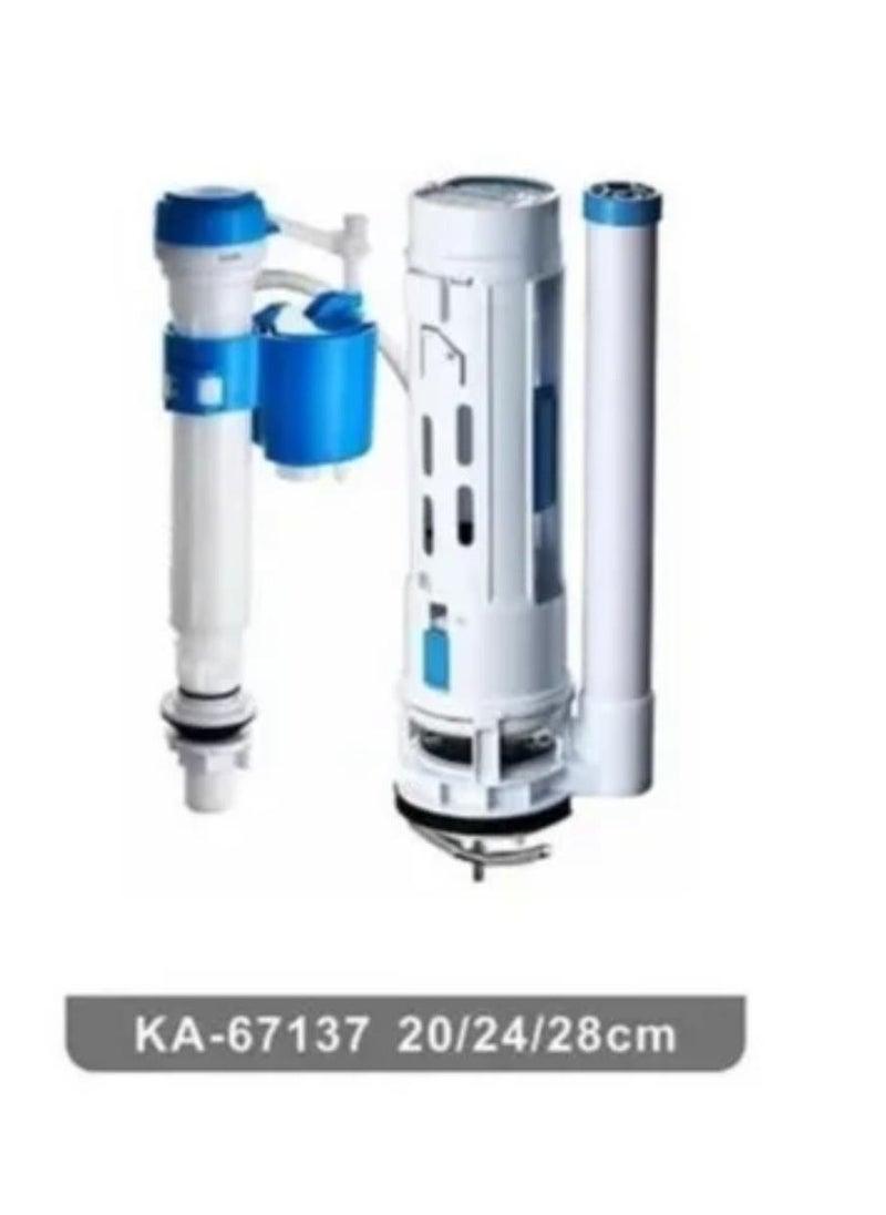 Kana 28 CM Water-Saving Plastic Dual Flush Valve, Water tank fitting,  Flush Siphon 6-11"Fill Valve With Toilet Repair Kit Abs Push Chrome Plated Button For Tank Commode Fixed Together Commode Cistern Fitting  - Image 1