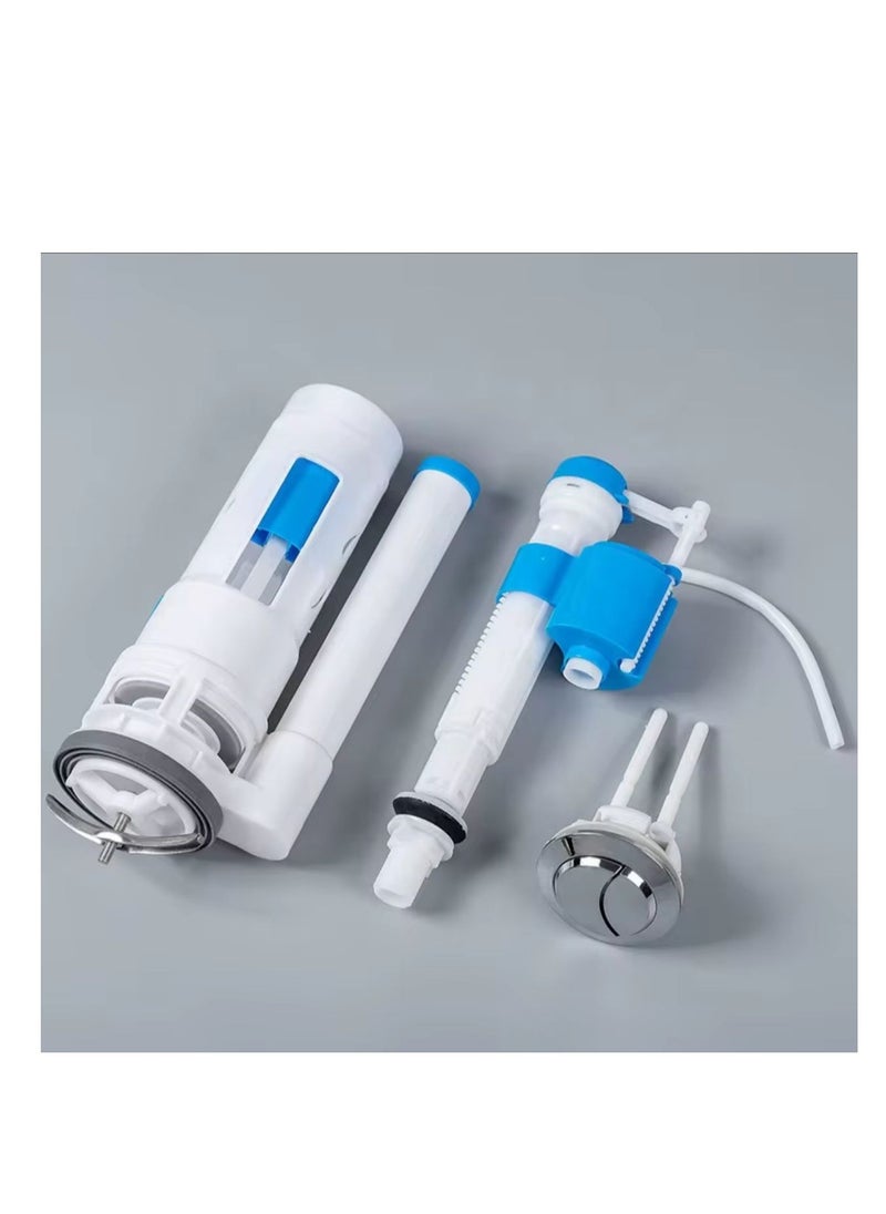 Kana 28 CM Water-Saving Plastic Dual Flush Valve, Water tank fitting,  Flush Siphon 6-11"Fill Valve With Toilet Repair Kit Abs Push Chrome Plated Button For Tank Commode Fixed Together Commode Cistern Fitting  - Image 2