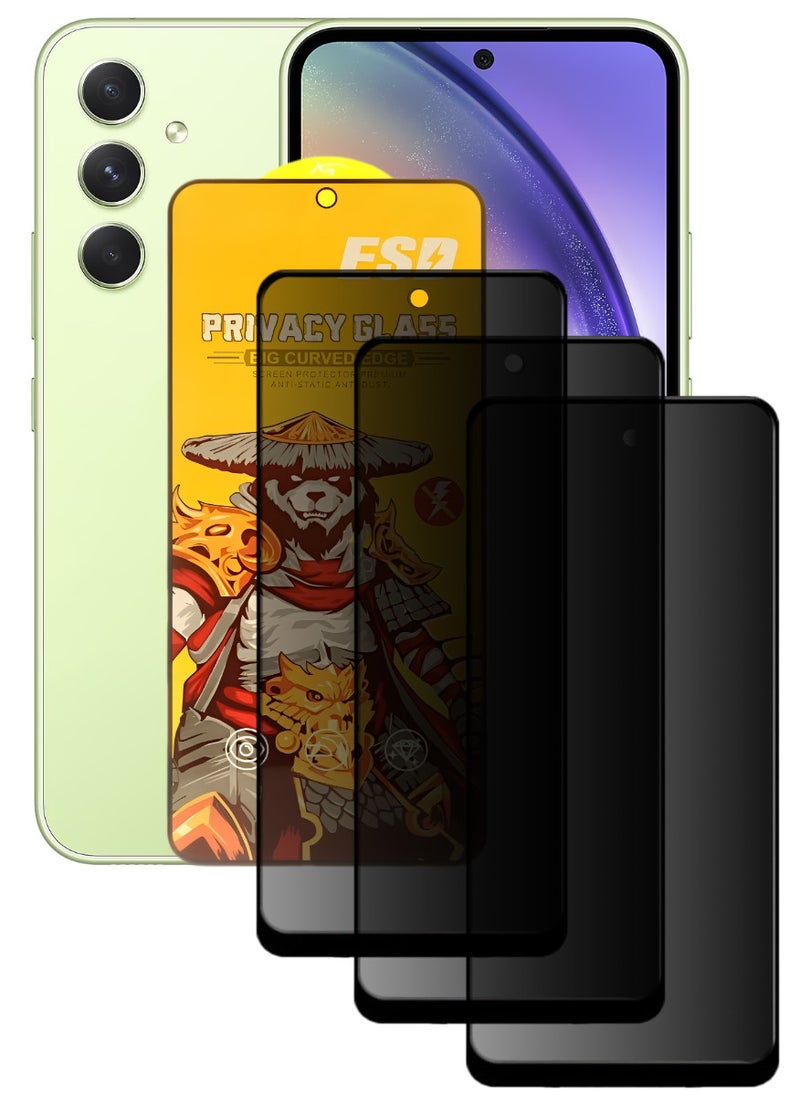 ESD 3 Pieces Tempered Dustproof Privacy Glass Screen Protector Compatible For Samsung Galaxy A54 5G - Image 1