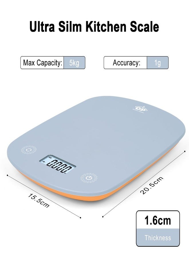 QP Digital Food Scale, 11lb Digital Kitchen Scale, 1g High Accuracy Meat Scale, 6 Units, Cooking Scale with Hook, Ultra Slim Kitchen Weight Scale, Touch Control, Tare Function, Auto Off, LCD Display - Image 2