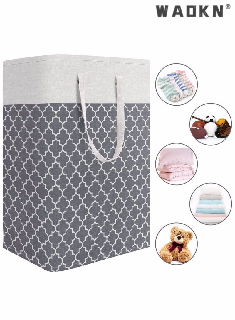 WAOKN Dirty Clothes Storage Bin Laundry Torage Basket Hamper Large Collapsible Laundry Hamper with Easy Carry Handles, Freestanding Clothes Hampers for Laundry, Bedroom, Dorm, Clothes, Towels, Toys - Image 1