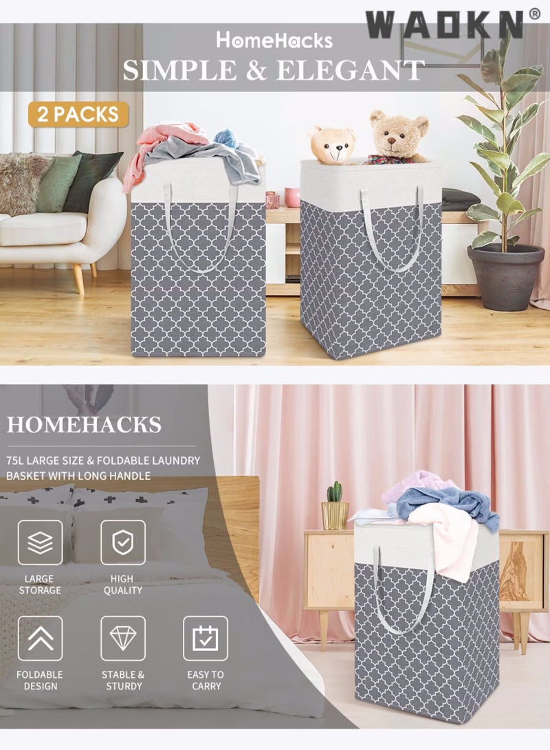 WAOKN Dirty Clothes Storage Bin Laundry Torage Basket Hamper Large Collapsible Laundry Hamper with Easy Carry Handles, Freestanding Clothes Hampers for Laundry, Bedroom, Dorm, Clothes, Towels, Toys - Image 3