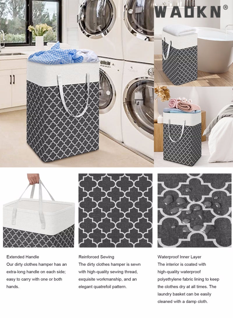 WAOKN Dirty Clothes Storage Bin Laundry Torage Basket Hamper Large Collapsible Laundry Hamper with Easy Carry Handles, Freestanding Clothes Hampers for Laundry, Bedroom, Dorm, Clothes, Towels, Toys - Image 5
