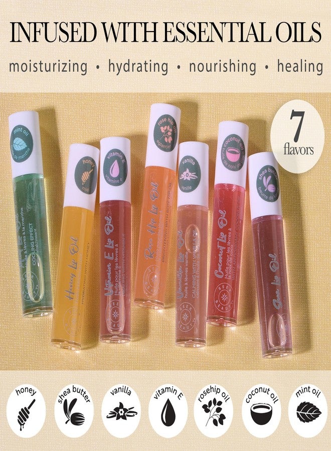 EXPRESSIONS 7pc Lip Oil - Natural High Shine Tinted LIp Oil with Essential Oils, Hydrating Roll On Lip Oils Infused w/Essential Oils - Rollerball Lip Oils, Vitamin Enriched Lip Oil Set - Image 5