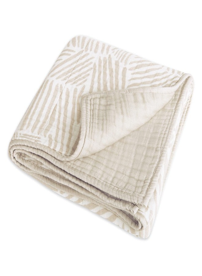 babyletto 100% Organic Cotton Quilt, GOTS-Certified, 3-Layers of Ultra-Soft and Breathable Muslin - Oat Stripe - Image 3