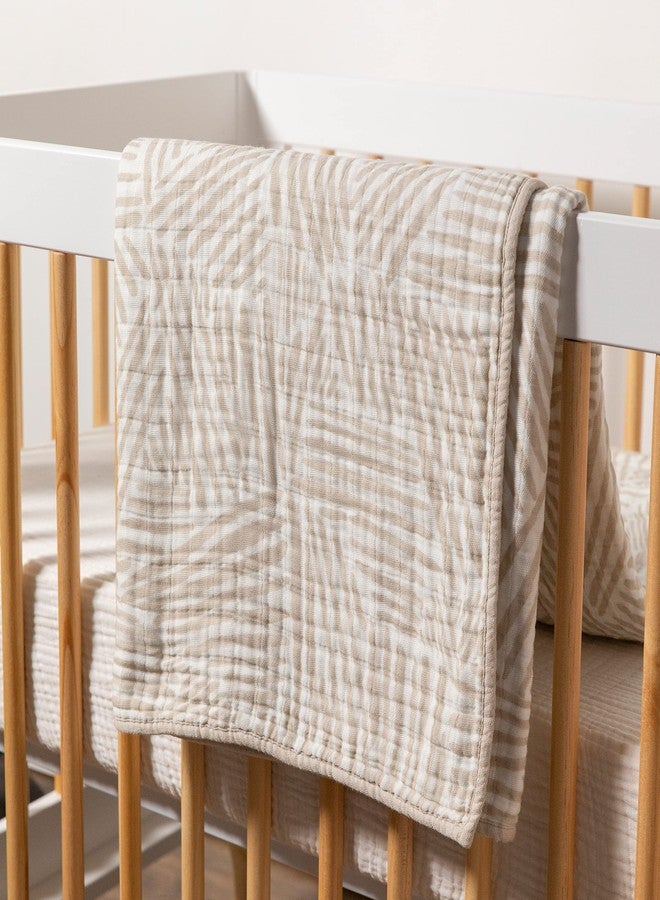 babyletto 100% Organic Cotton Quilt, GOTS-Certified, 3-Layers of Ultra-Soft and Breathable Muslin - Oat Stripe - Image 2