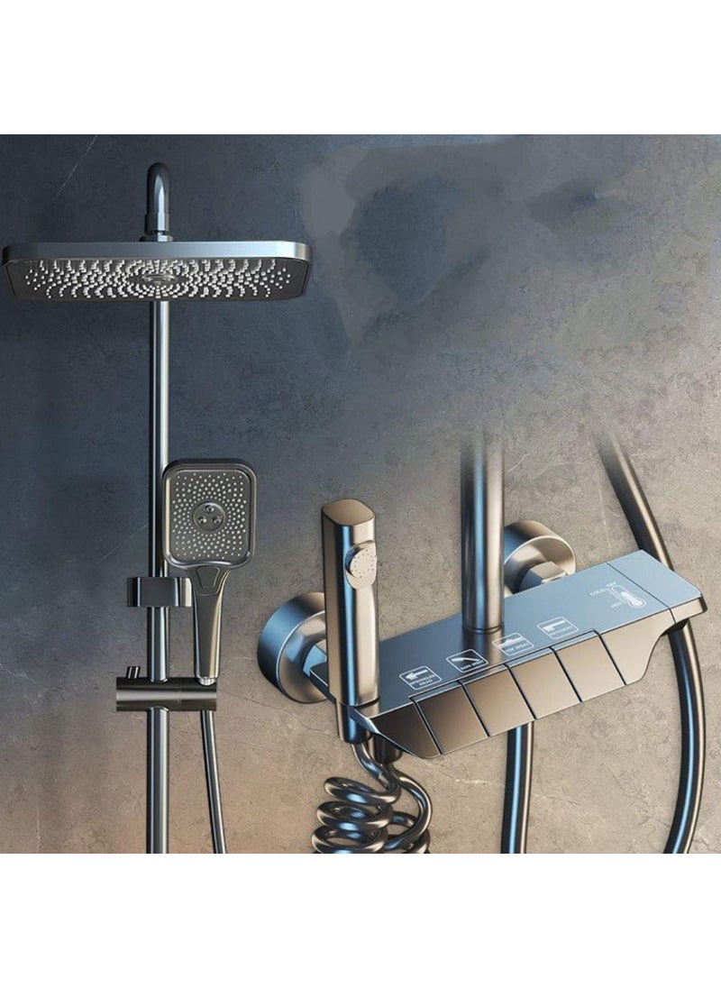 ProssimaGen ProssimaGen Italian Brass Rainfall Shower Set 4 function Thermostatic Hot Cold Shower system Hand shower overhead Shower Jet Spray Showers For Bathrooms Grey Matt  - Image 3
