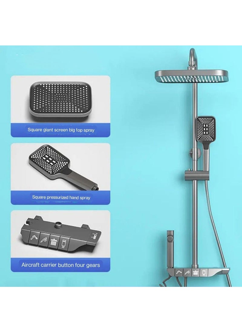 ProssimaGen ProssimaGen Italian Brass Rainfall Shower Set 4 function Thermostatic Hot Cold Shower system Hand shower overhead Shower Jet Spray Showers For Bathrooms Grey Matt  - Image 2