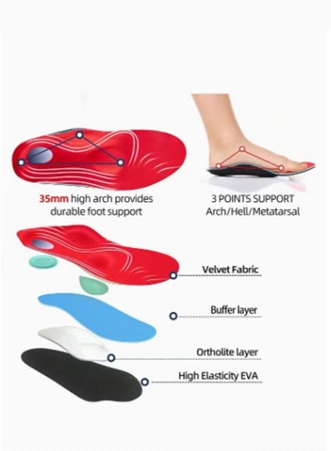 Arch Support Orthotic Insoles,Soft Plantar Fasciitis Insoles, Shock Absorption Cushioning Shoes Insoles for Flat Feet Heel Spurs Foot Pain overpronation for Men Women(L 44-45) - Image 4