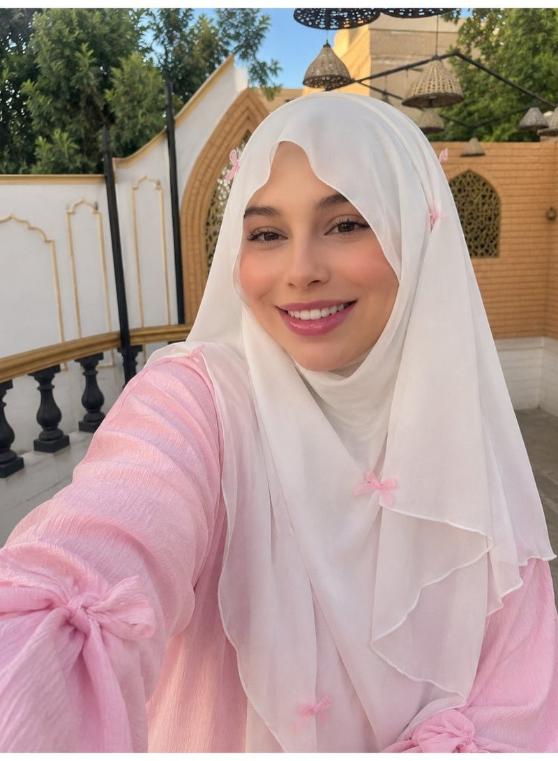 شيفون حجاب قوس حزام الرأس يرتديه النساء للصلاة وعيد الفطر وحجاب متكامل وحجاب - Image 1