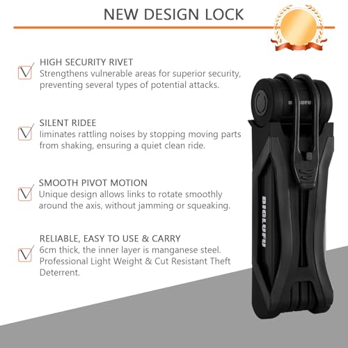 BIGLUFU Bike Lock Bicycle Scooter Motorcycle Folding Locks with 4Keys, Fold Chain Heavy Duty Alloy Steel Foldable Lock with Mounting Bracket 2pc Straps, 86cm/34 Unfolding, 1.92 lbs - Image 3