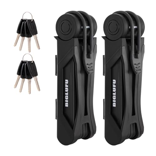 BIGLUFU Bike Lock Bicycle Scooter Motorcycle Folding Locks with 4Keys, Fold Chain Heavy Duty Alloy Steel Foldable Lock with Mounting Bracket 2pc Straps, 86cm/34 Unfolding, 1.92 lbs - Image 1