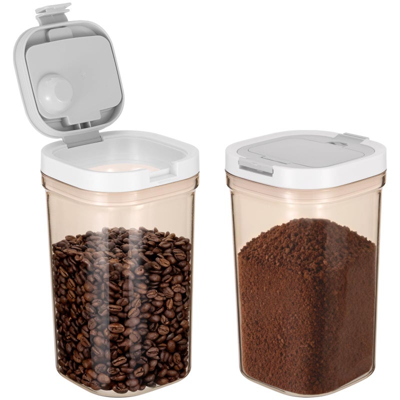 Wenceda 2 Pcs Airtight Coffee Canister, 20oz Large Coffee Storage Container with Scoop, Food Storage for Coffee, Tea, Beans, Sugar, Flour, Cereal and More - Image 1