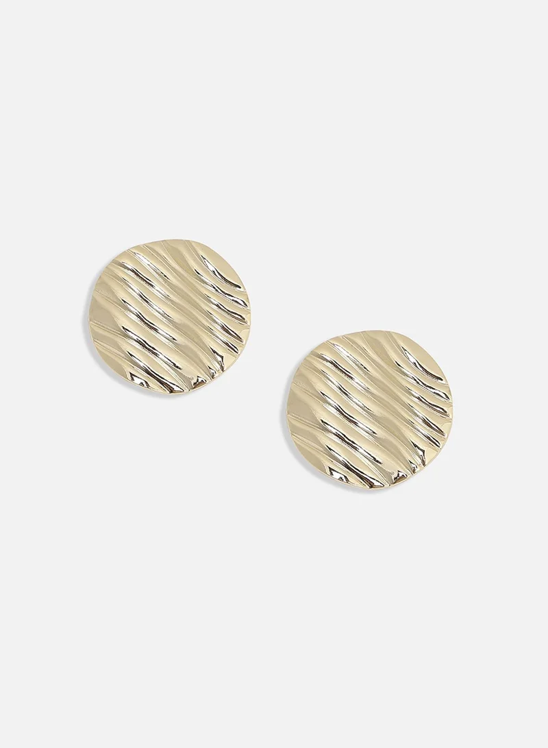 SOHI Dented Lined Circular Artificial Stud Earring Jewellery