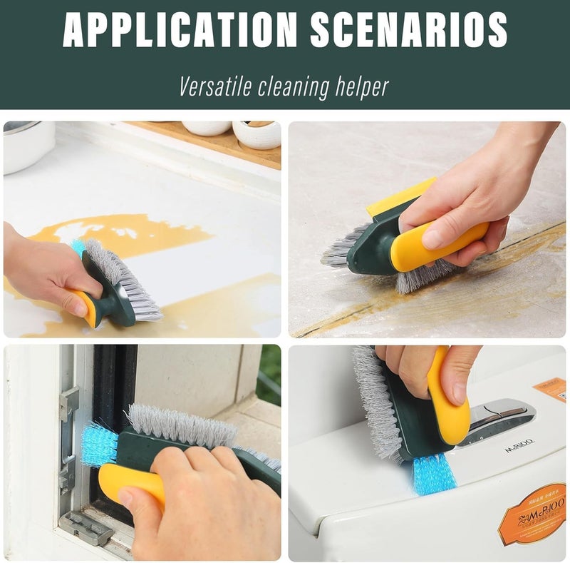 Aputue Floor Scrub Brush, Professional Cleaning Tool with Ergonomic Comfort Grip and Soft Squeegee Blade, Heavy Duty Scrub Brush for Bathroom Kitchen Floor Tiles Grout Lines and Tight Spaces - Image 4
