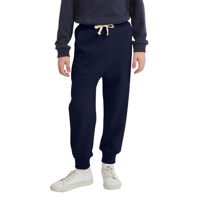 Phedrew Boys and Toddlers Cotton Sweatpants Kids Athletic Drawstring Jogger Pants Youth Casual Active Pantsï¼ˆ2-14 Yearsï¼‰ Navy Blue - Image 1