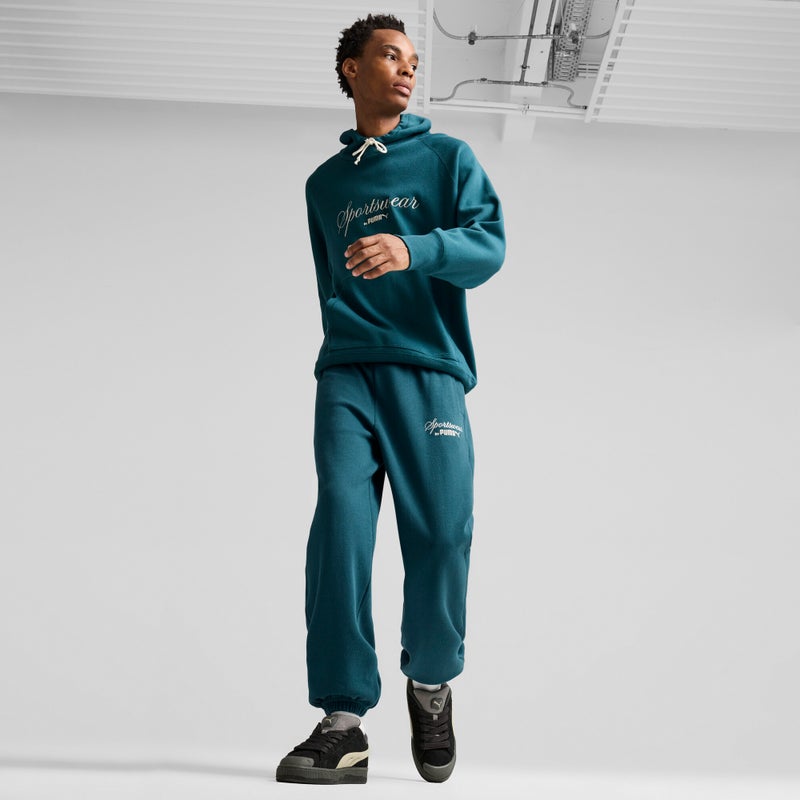 PUMA CLASSICS+ Mens Green Relaxed Sweatpants - Image 3