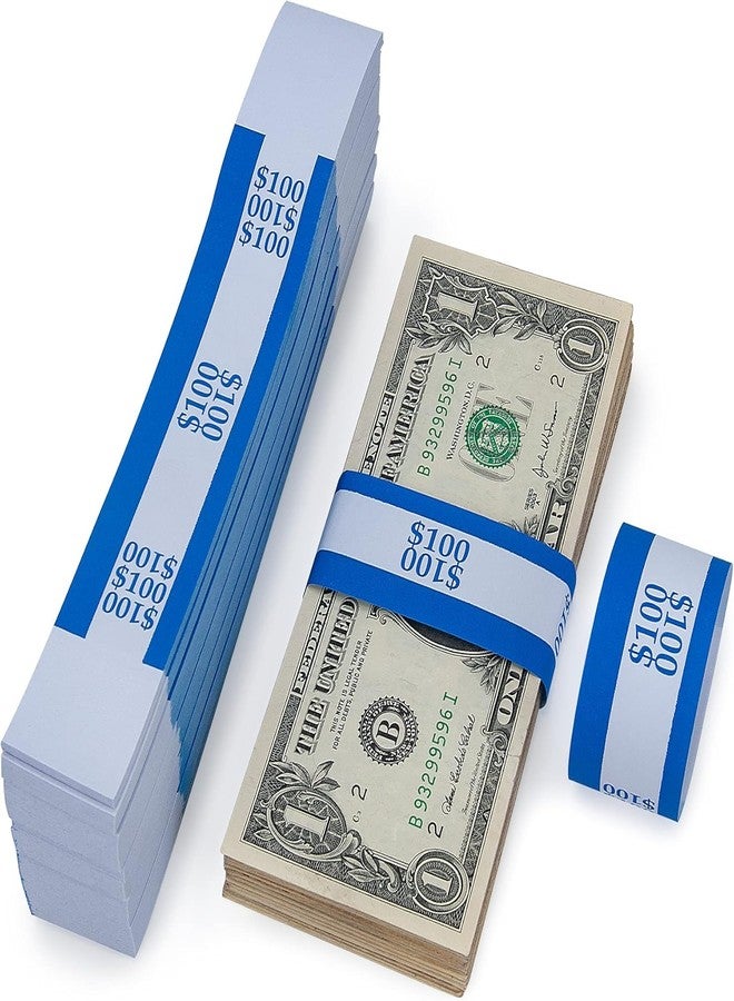 L LIKED Money Band Self Sealing Currency Straps for Bill Wrappers (Blue $100-1002 PCS) - Image 5