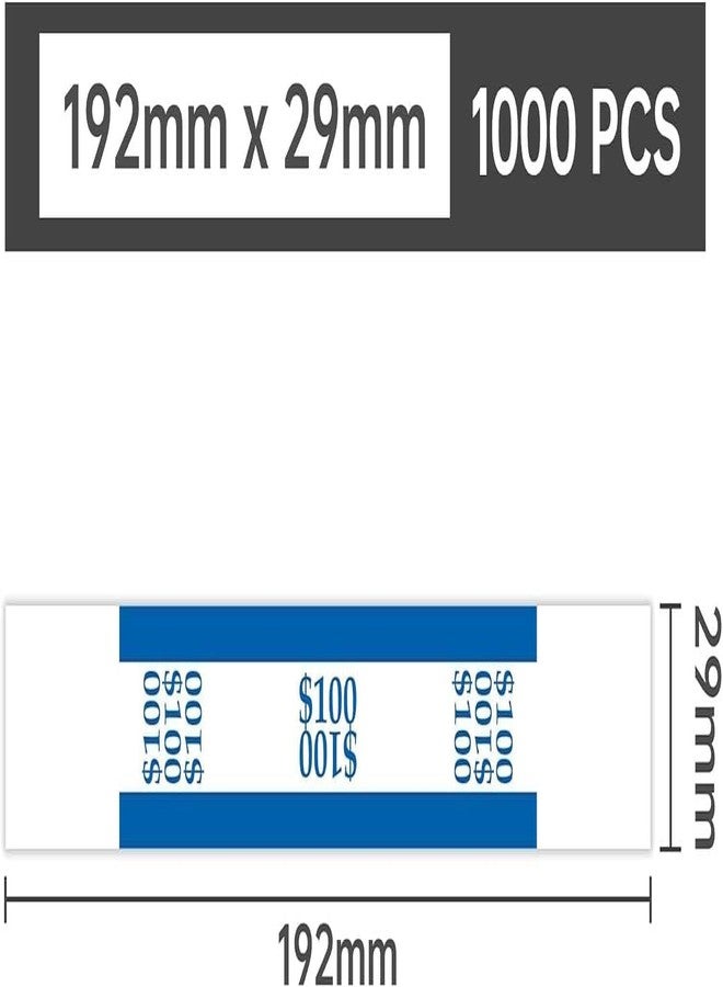 L LIKED Money Band Self Sealing Currency Straps for Bill Wrappers (Blue $100-1002 PCS) - Image 3