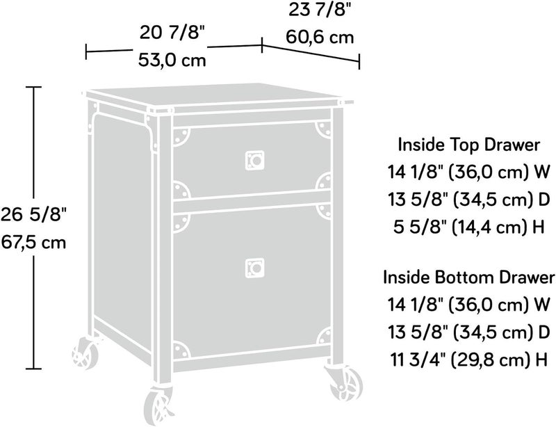 SAUDER Steel River File Pedestal, L: 20.87" x W: 23.86" x H: 26.58", Carbon Oak Finish - Image 3