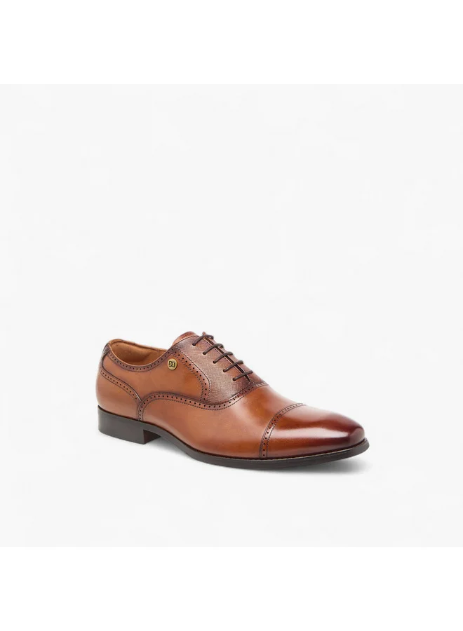 DUCHINI Men's Perforated Derby Shoes with Lace-Up Closure