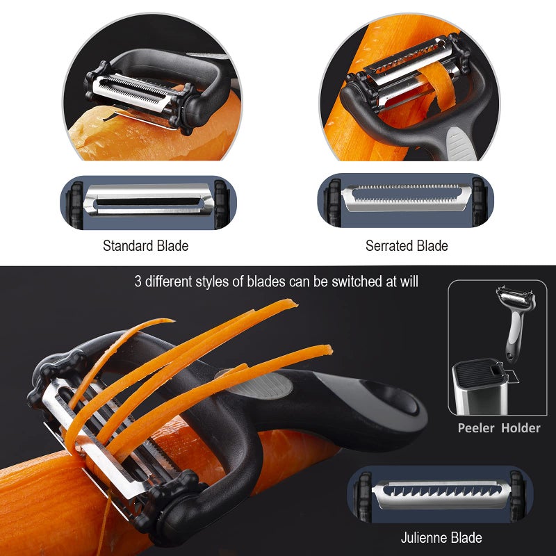 RAXCO Knife Set with Block,10-Piece Kitchen Knives Stainless Steel,Pro-sharpened for Cooking,Slicing,Mincing,Dicing,Black - Image 3