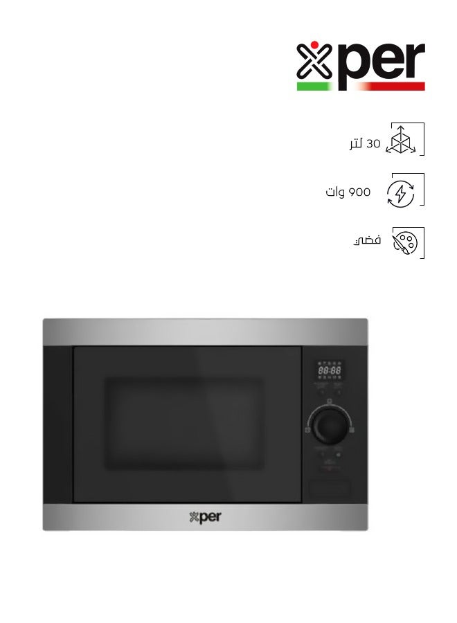 XPER Built-in Microwave - 30 Liters - 900 Watts - with Steel Grill - XP30SBTMW - Image 1