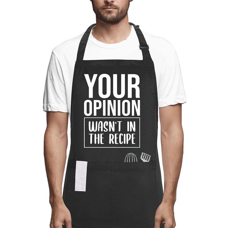 POTALKFREE Funny Chef Aprons for Men and Women with Pockets  Your Opinion Wasn 't in the Recipe  Kitchen Cooking Grilling Apron for Dad Mom Husband Wife  Grill Gift for Birthday Christmas Thanksgiving Fathers Day - Image 1