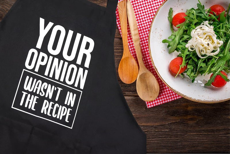 POTALKFREE Funny Chef Aprons for Men and Women with Pockets  Your Opinion Wasn 't in the Recipe  Kitchen Cooking Grilling Apron for Dad Mom Husband Wife  Grill Gift for Birthday Christmas Thanksgiving Fathers Day - Image 2