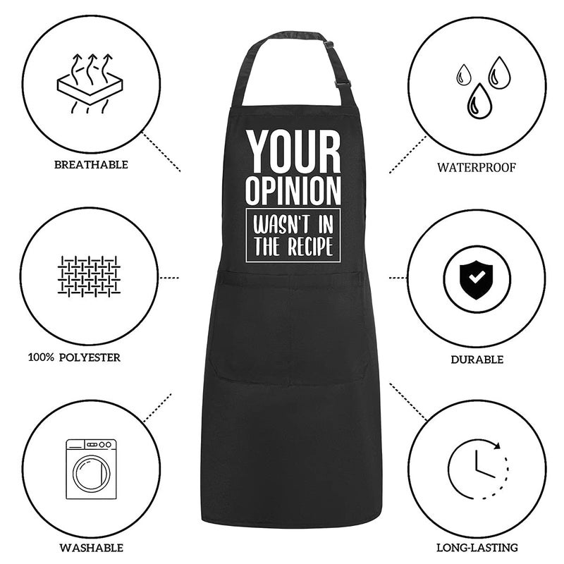 POTALKFREE Funny Chef Aprons for Men and Women with Pockets  Your Opinion Wasn 't in the Recipe  Kitchen Cooking Grilling Apron for Dad Mom Husband Wife  Grill Gift for Birthday Christmas Thanksgiving Fathers Day - Image 4