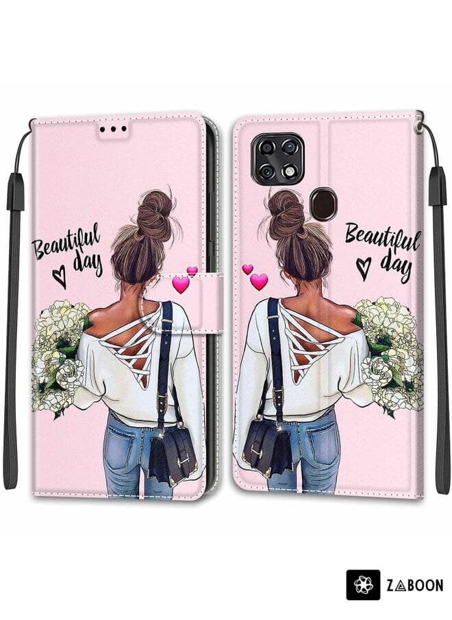 Green Tiger - For ZTE Blade 20 Smart Voltage Coloured Drawing Magnetic Clasp Horizontal Flip PU Leather Case with Holder & Card Slots(C09 Hug Flower) - Image 1