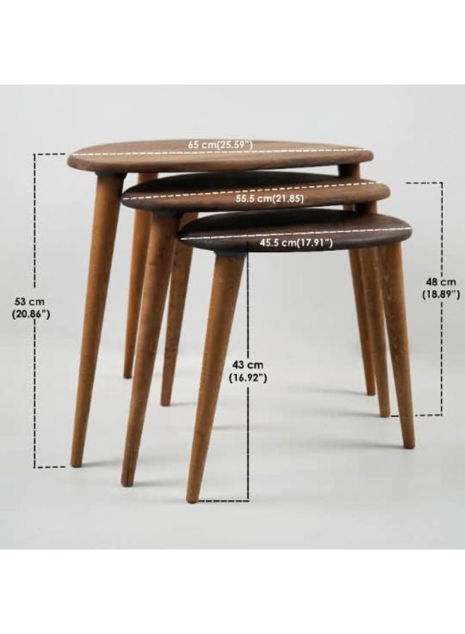 طاولات تعشيق Ultimate Premium بتصميم البلوط – مجموعة من 3 طاولات بتصميم عصري من منتصف القرن مع أرجل مدببة، أثاث خشبي من تصميم Retro - Image 2