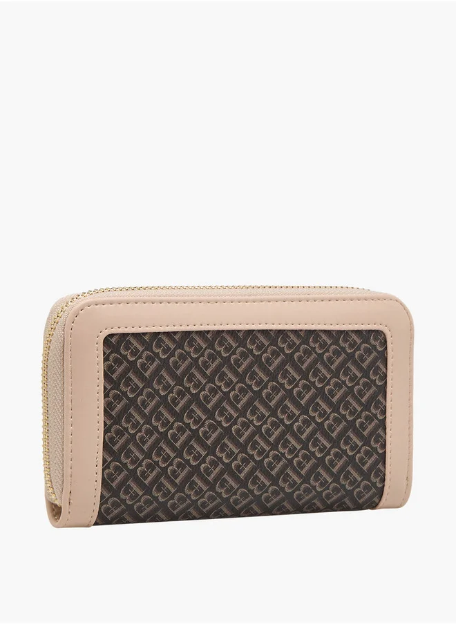 Flora Bella By Shoexpress Monogram Print Zip Around Wallet